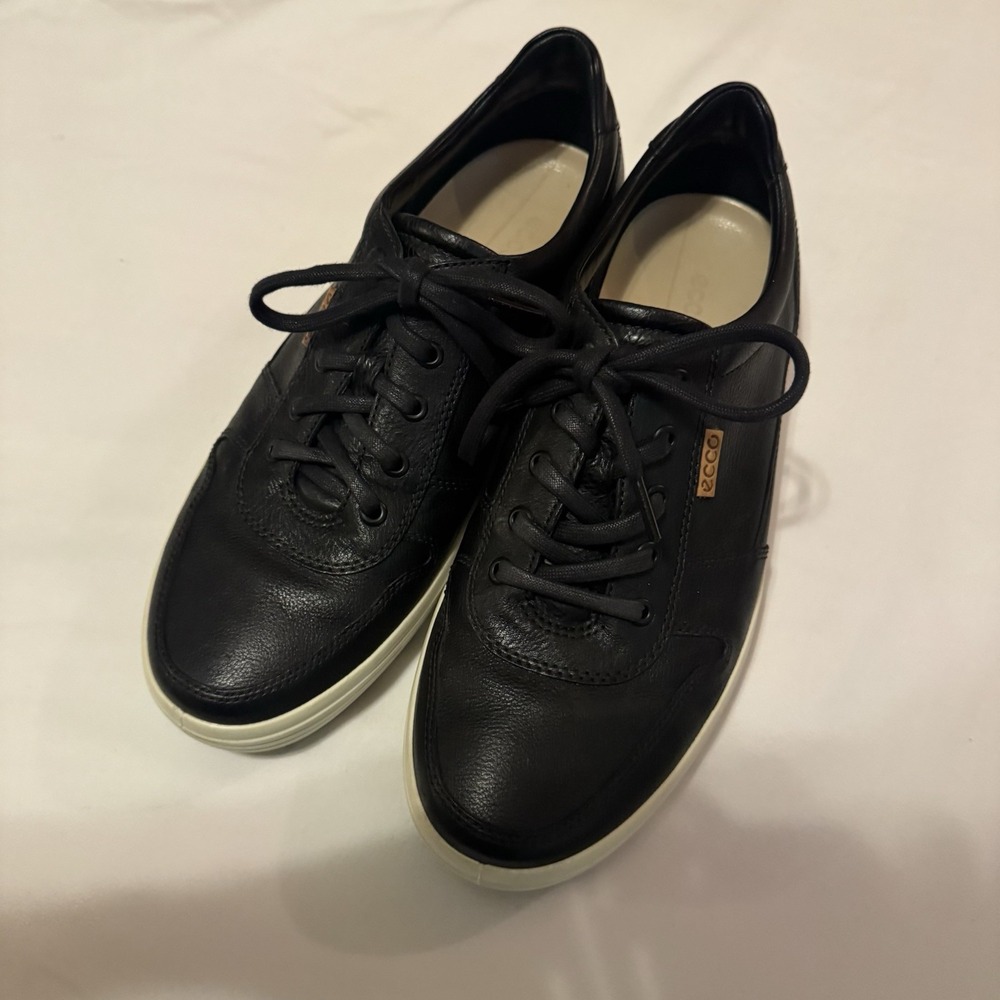 ECCO Soft 7 Mens Black Leather Low Top Sneakers‎ Size 44
